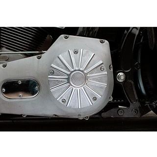 【正規品】フォーク ダービーカバー 5穴 ラジアルフィン ビッグツイン（99〜） B/T カラー ポリッシュ ・1172-02