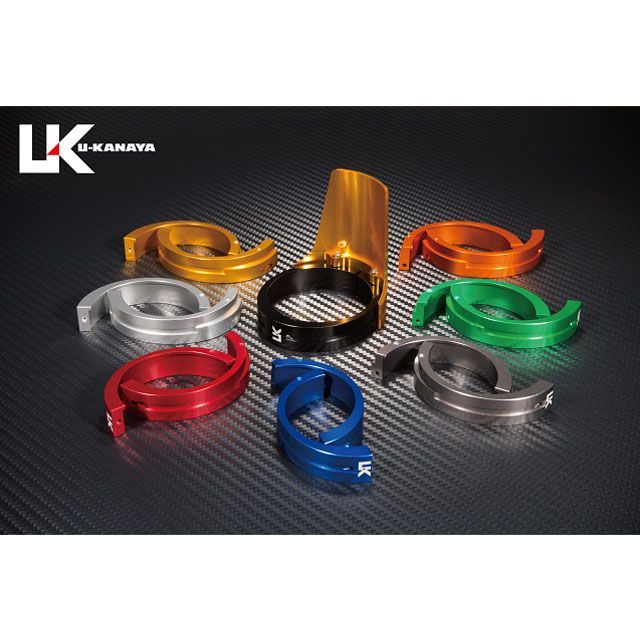 【正規品】ユーカナヤ アルミ削り出しビレットフォークガード CB400SF ガードカラー ゴールド リングカラー オレンジ FGORGDHO12