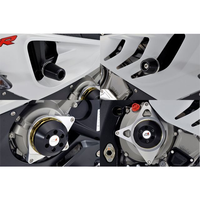 【正規品】アグラス レーシングスライダー 4点SET フレーム＋ジェネレーターA＋クラッチ S1000RR カラー シルバー/ブラック タイプ ロゴ有 342-701-014SBX