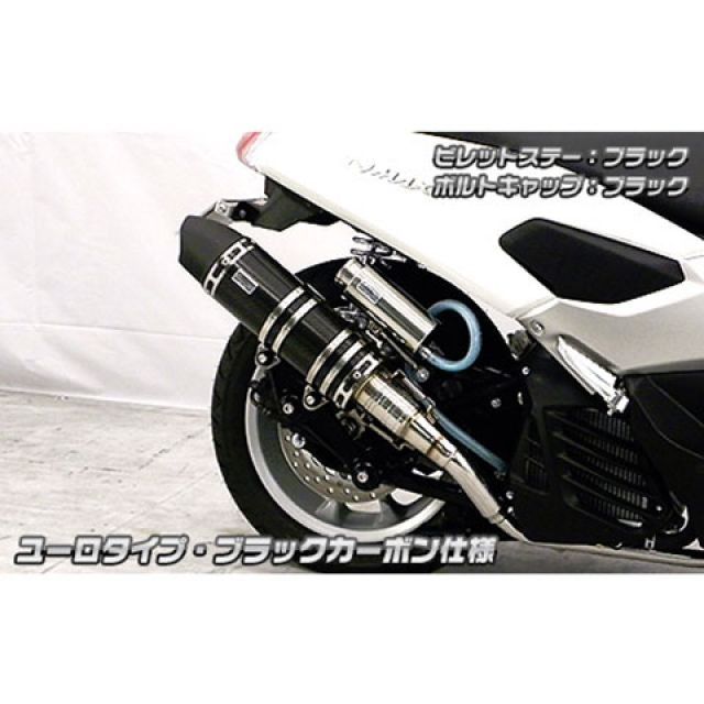 Other - ウイルズウィン NMAX用 アニバーサリーマフラー ユーロタイプ ブラックカーボン仕様 NMAX ビレットステー ブラック ボルトキャップ ゴールド オプション オプションB