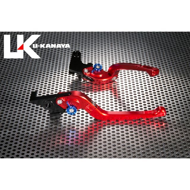 ユーカナヤ Rタイプ可倒式 アルミ削り出しビレットレバー S1000R レバー レッド アジャスター ブルー BM015-040-070404