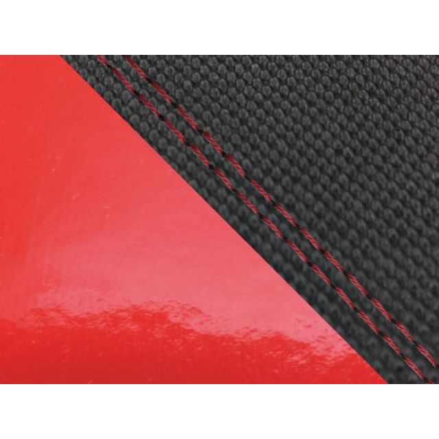 グロンドマン CBR1000RR（SC57） 国産シートカバー 張替 スベラーヌ黒＆エナメルレッド CBR1000RR 仕様 赤ダブルステッチ 適合 ダブル（リア側） GH5575HC4656SW40