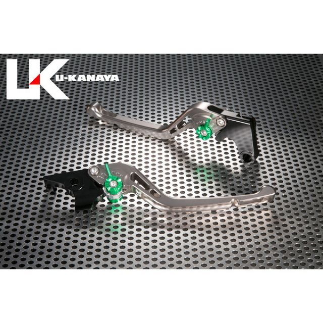 ユーカナヤ GPタイプ アルミ削り出しビレットレバー（レバーカラー：チタン） CBR600RR 調整アジャスターカラー グリーン HO028-023-0506