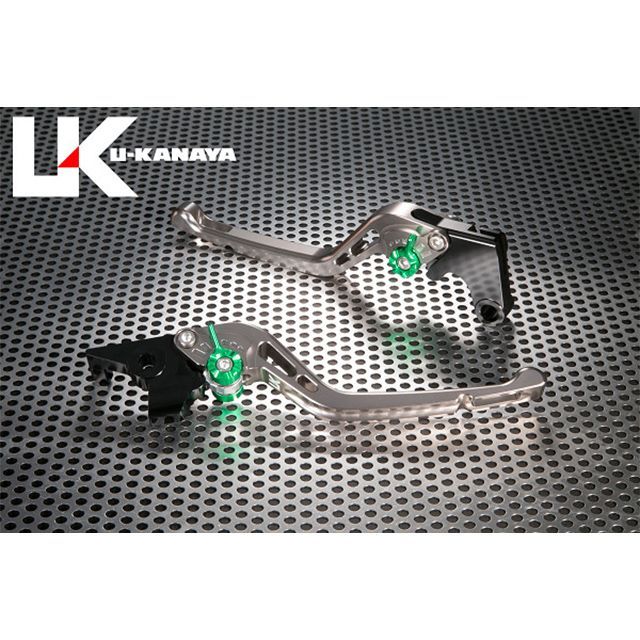 ユーカナヤ GPタイプ アルミ削り出しビレットレバー（レバーカラー：チタン） ZZR250 調整アジャスターカラー ブラック KA034-005-0506-01