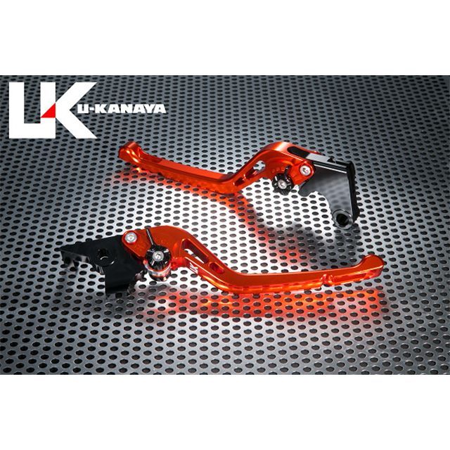ユーカナヤ GPタイプ アルミ削り出しビレットレバー（レバーカラー：オレンジ） Z750R 調整アジャスターカラー ゴールド KA053-017-0508-02