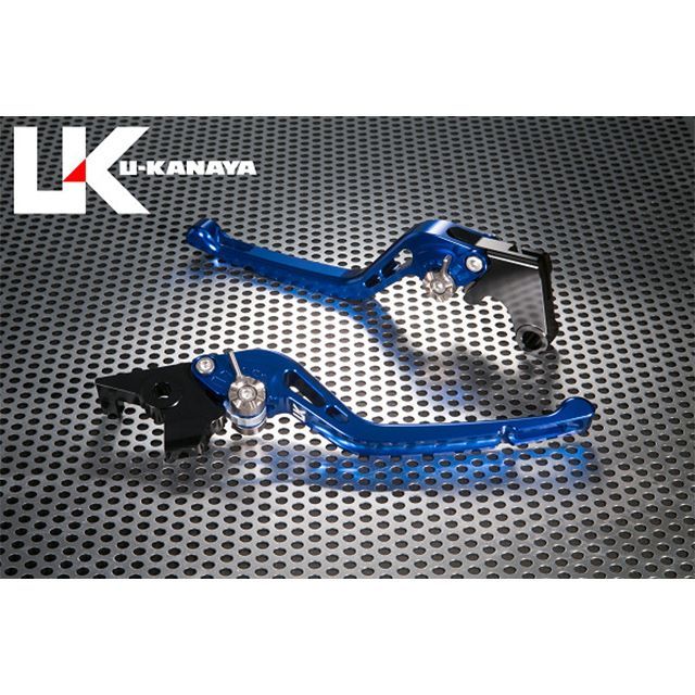ユーカナヤ GPタイプ アルミ削り出しビレットレバー（レバーカラー：ブルー） ZX-4 調整アジャスターカラー ブラック KA064-050-0504-01