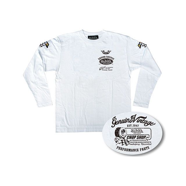 VonDutch 2017-2018秋冬モデル VOM-LT26 LONG SLEEVE T-SHIRT（ホワイト） サイズ：XXL VOM-LT26 ボンダッチ カジュアルウェア バイク