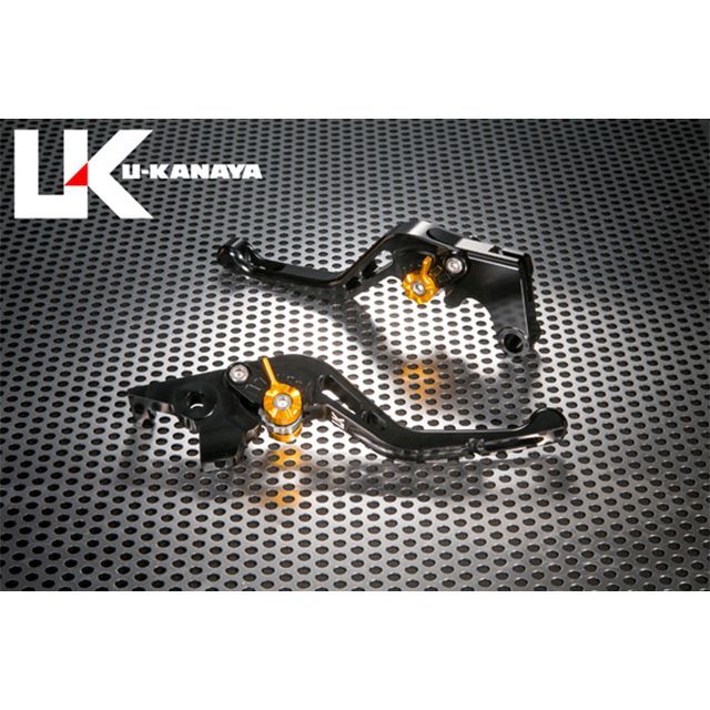 ユーカナヤ GPタイプ アルミ削り出しビレットショートレバー（レバーカラー：ブラック） XJR1200/XJR1300 調整アジャスターカラー ゴールド YA011-004-0601