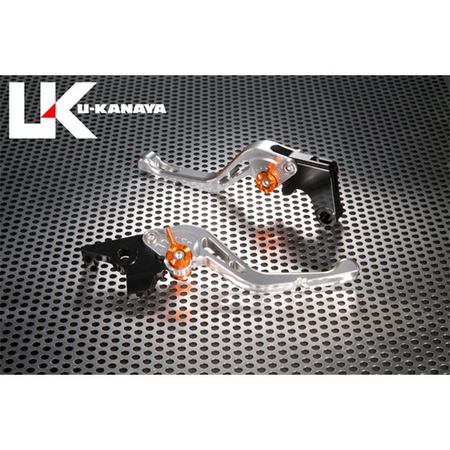 ユーカナヤ GPタイプ アルミ削り出しビレットショートレバー（レバーカラー：シルバー） MT-09トレーサー 調整アジャスターカラー オレンジ YA035-092-0603