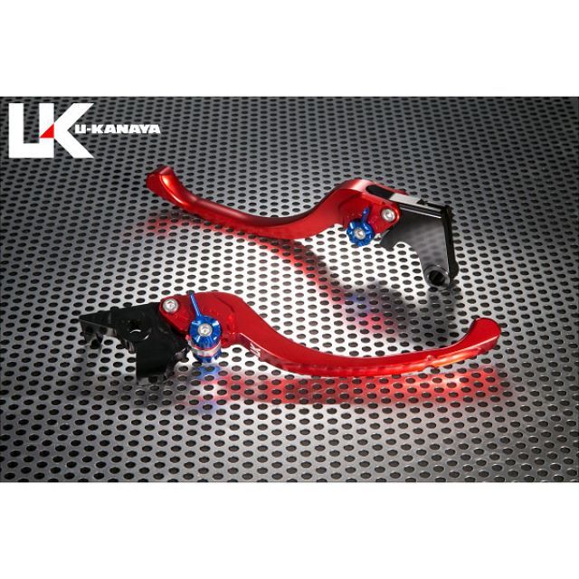 ユーカナヤ ツーリングタイプ アルミ削り出しビレットレバー（レバーカラー：レッド） 675ストリートトリプル カラー 調整アジャスター：ブルー TR001-007-0805-04