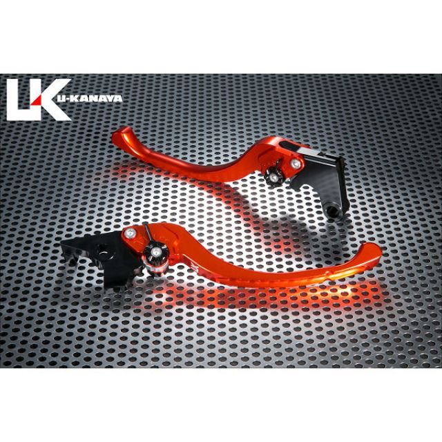ユーカナヤ ツーリングタイプ アルミ削り出しビレットレバー（レバーカラー：オレンジ） KLX250 カラー 調整アジャスター：グリーン KA010-011-0808-07
