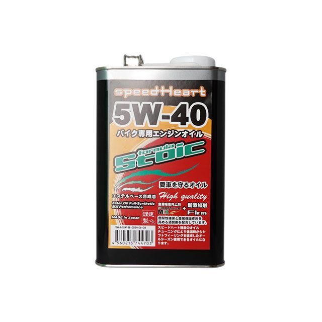 ●メーカー名：スピードハート / speed Heart●商品名：フォーミュラストイック 5W-40●容量：20L・容量：1Lはこちら・容量：4Lはこちら●メーカー品番：SH-SFB0540-20●JANコード：4560213744505商品の保証は、メーカー保証書の内容に準じます。●粘度5W-40●備考エンジン内の密閉性を高める「フォーミュラミックス」と摩耗軽減剤「フリム」がW配合。「フォーミュラストイック」はポリオールエステルオイルを採用。さらに燃焼室の密閉性を高める添加剤「フォーミュラミックス」を配合した高性能エンジンオイルです。優れた潤滑性能や高い油膜保持力、卓越した洗浄性能により動力性能はもとよりコンディション維持に貢献します。●ご注意※JASO規格はございませんが、MA規格相当になっています。※4輪用ではございません。●配送について配送におきまして、商品には万全を記しておりますが、缶の性質上配送の際多少の凹みが出る場合もございます。予めご理解頂けますよう宜しくお願い申し上げます。