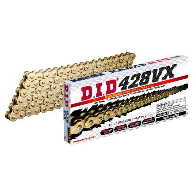 ディーアイディー ストリートチェーン 428VX 軽圧入クリップジョイントタイプ 汎用 カラー ゴールド リ..