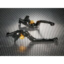 ユーカナヤ Rタイプ 可倒式 アルミ削り出しビレットレバー(レバーカラー:ブラック) VFR800 VFR800F カラー 調整アジャスター:レッド HO045-009-0701-05(2)