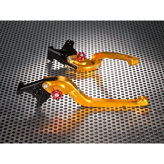 ユーカナヤ Rタイプ 可倒式 アルミ削り出しビレットレバー（レバーカラー：ゴールド） GSR400/ABS カラー 調整アジャスター：ブルー SU006-035-0702-04