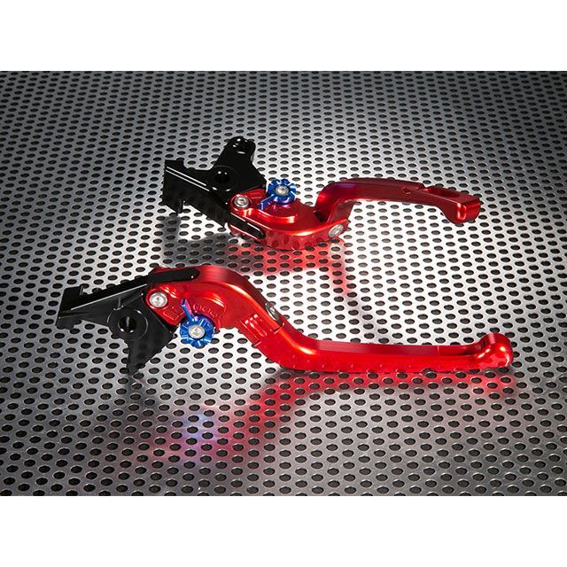 ユーカナヤ Rタイプ 可倒式 アルミ削り出しビレットレバー（レバーカラー：レッド） YZF-R7 カラー 調整アジャスター：ゴールド YA029-004-0705-02