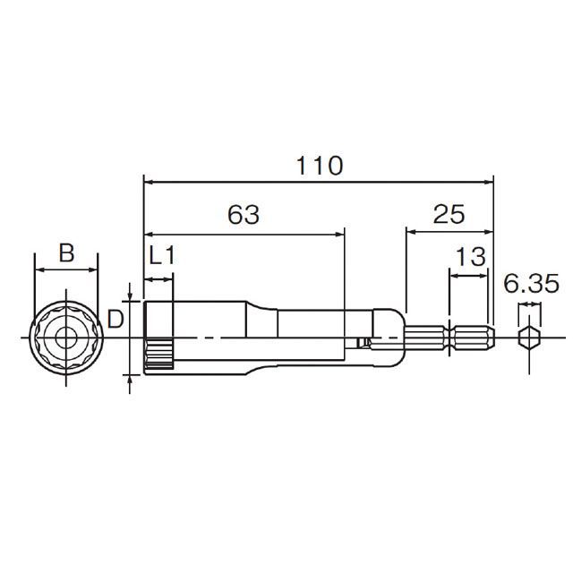 ●メーカー名：Panasonic(パナソニック)●商品名：EZ9HS102 ヘグザゴンソケット（深穴タイプ） 12MM●メーカー品番：EZ9HS102●JANコード：4547441822878商品の保証は、メーカー保証書の内容に準じます。●仕様■全長（mm）：110 ■軸サイズ（mm）：6.35（六角） ■段付部までのサイズ（mm）：13 ■六角二面幅（mm）：12●用途■六角ボルト・六角ナット