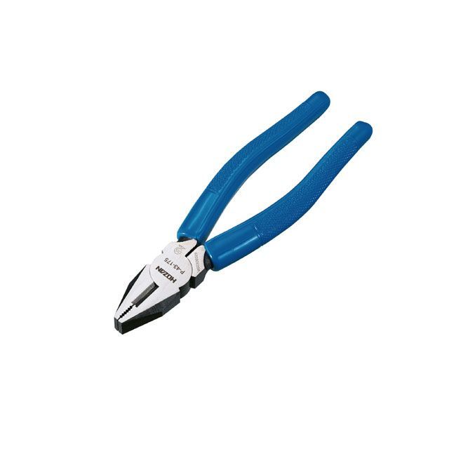 ●メーカー名：ホーザン / HOZAN●商品名：P-43-150 電工ペンチ●メーカー品番：P-43-150●JANコード：4962772065365商品の保証は、メーカー保証書の内容に準じます。●仕様■全長（mm）：163 ■切断能力（φmm、mm2、φmm）：銅線・3.3、銅より線・3.5、VVF線・1.6×2芯 ■硬度HRC（刃部）：60 ■重量（g）：210●特長■電気工事士技能試験に関連する製品です。 ■カッター付。●ご注意※ハンドルカバーは絶縁ではありません。電気が流れている個所には使用しないでください。※作業時は保護メガネを着用してください。※メイン画像はP-43-175品番です。