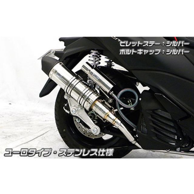 ウイルズウィン トリシティ125（2BJ-SEC1J）用 アニバーサリーマフラー ユーロタイプ ホワイトカーボン仕様 トリシティ125 ビレットステー シルバー ボルトキャップ ゴールド オプション なし