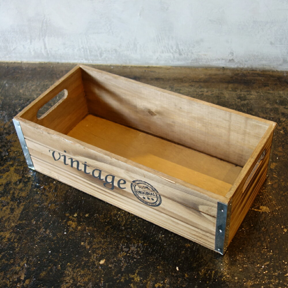 ヴィンテージ加工 Lサイズ 木箱 ウッドボックス USA アメリカ アンティーク りんご箱 ビンテージ レトロ 運搬箱 キャビネット 棚 工具箱 A8053_L [2]