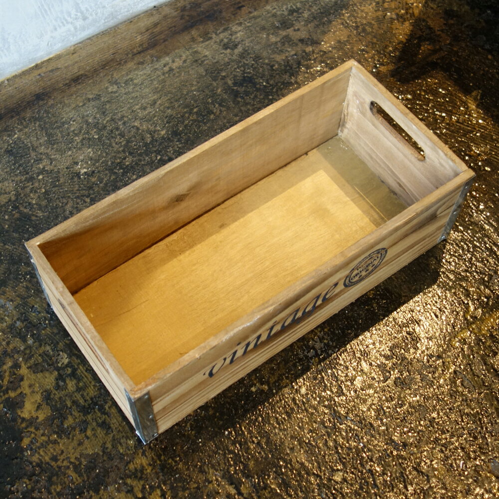 ヴィンテージ加工 Lサイズ 木箱 ウッドボックス USA アメリカ アンティーク りんご箱 ビンテージ レトロ 運搬箱 キャビネット 棚 工具箱 A8053_L [3]