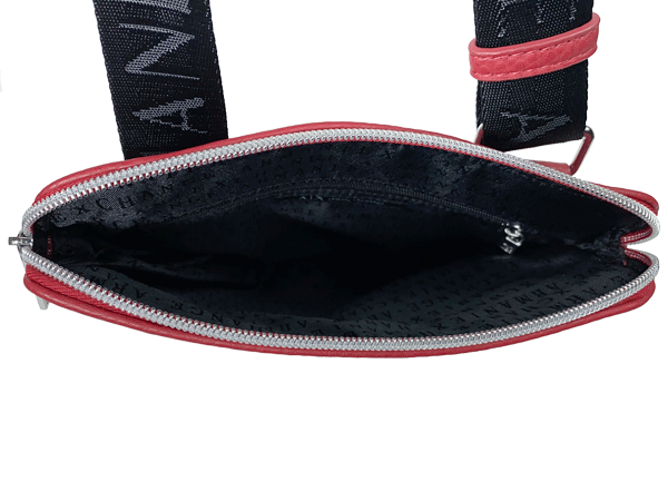 アルマーニ エクスチェンジ クロスボディーバッグ ARMANI EXCHANGE 952108 9A024 ABSOLUTE RED オーバーサイズ ロゴ入り レッド系 エコレザー マチ無し スモール メッセンジャーバッグ クロスボディーバッグ 斜め掛けショルダーバッグ
