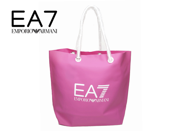 EA7 エンポリオ アルマーニ ショッピングバッグ EA7 EMPORIO ARMANI 916001 6P291 RASPBERRY ROSE EA7 ロゴ入り ラズベリー ローズ ピンク系 PVC トートバッグ スイミングバッグ