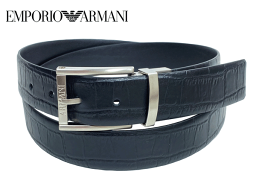 アルマーニ ベルト（メンズ） エンポリオ アルマーニ ベルト EMPORIO ARMANI Y4S071 HMB3E 88001 BLACK アルマーニ 回転ロゴ入り バックル 型押し ブラックレザー X ブラックレザー メンズ向け リバーシブル ベルト