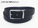 エンポリオ アルマーニ ベルト EMPORIO ARMANI Y4S202 HLP4E 88045 BLACK BLUE GAイーグルロゴマーク入り バックル ブラックサフィアノレザーXダークネイビー系レザー メンズ向け リバーシブル ベルト