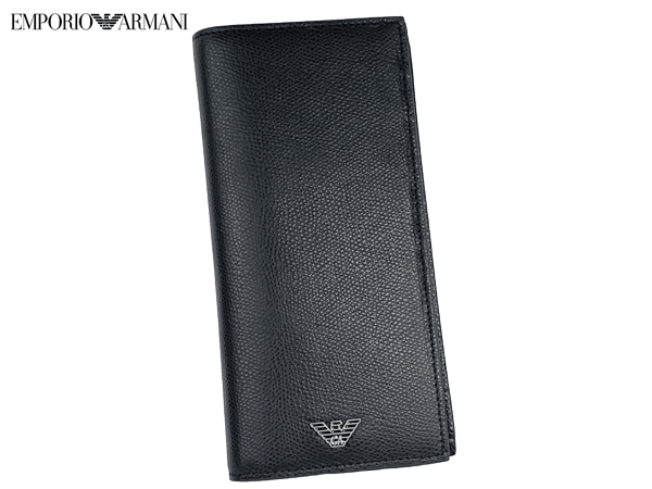 エンポリオ アルマーニ 長財布 メンズ エンポリオ アルマーニ 長財布 EMPORIO ARMANI Y4R256 YAQ2E 81072 BLACK GA イーグルマークプレート付き ブラックレザー メンズ ロング ウォレット 札入れ 長財布