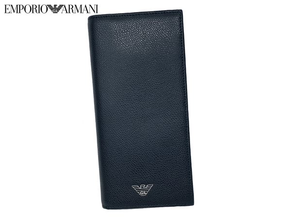 アルマーニ 長財布（メンズ） エンポリオ アルマーニ 長財布 EMPORIO ARMANI YEM474 YAQ2E 81072 BLACK GA イーグルマークプレート付き ブラックレザー メンズ ロング ウォレット 札入れ 長財布