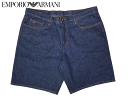 エンポリオアルマーニ EMPORIO ARMANI 3K1PS1 1DY8Z 0941 DENIM BLUE ロゴマーク プレート 付き メンズ ストレッチ デニム ショート パンツ ハーフパンツ バミューダ パンツ