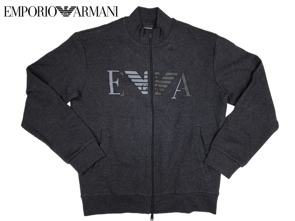 エンポリオ アルマーニ ブルゾンジャケット EMPORIO ARMANI 7V1ME3 6J39Z DARK GREY ビッグ GA イーグル ロゴマーク入り フルジップアップ メンズ ダークグレー系 スウェット トラック ジャケット Lサイズ マキシロゴスエットジャンパー