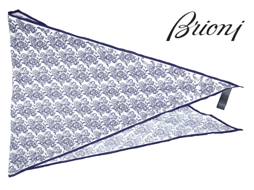 ブリオーニ スカーフ Brioni O3UG00 P8083 9040 WHITE MIDNIGHT BLUE ロゴ入り ホワイト系地 ネイビー系 ペイズリー柄 コットン 大判 ダイヤ形 スカーフ ブリオーニ スカーフ Brioni O3UG00 P8083 9040 WHITE MIDNIGHT BLUE ロゴ入り ホワイト系地 ネイビー系 ペイズリー柄 コットン 大判 ダイヤ形 スカーフ