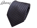 ブリオーニ ブリオーニ ネクタイ Brioni O61D00 O8495 4125 NAVY BROWN ネイビー系地 ブラウン系 小紋柄 シルク ハンドメイド ネクタイ