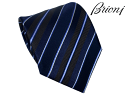 ブリオーニ ネクタイ Brioni O61D00 O9467 4020 MIDNIGHT BLUE COFFEE ミッドナイトブルー系Xコーヒーブラウン系Xブルー系Xホワイト系 レジメンタル ストライプ柄 シルク ジャガード ハンドメイド ネクタイ