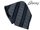 ブリオーニ ブリオーニ ネクタイ Brioni O61D00 O9485 1340 FLANNEL MIDNIGHT BLUE ブルーグレー系地 ミッドナイトブルー系 レジメンタル ストライプ柄 ジャガード ハンドメイド ネクタイ