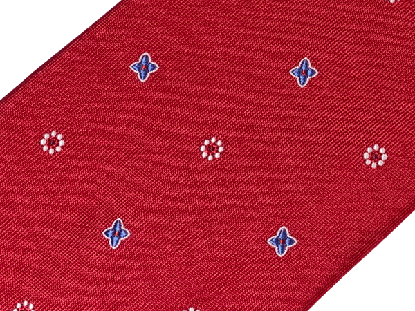ブリオーニ ネクタイ Brioni O61D00 P941J 6448 BRIONI RED BLUETTE レッド系地 フラワー柄 小紋 シルク ハンドメイド ネクタイ