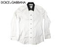 ドルチェ&ガッバーナ ドルチェ&ガッバーナ Yシャツ DOLCE&GABBANA G5CQ4T FU5GK N0000 ブラック レギュラーカラー プリーツ付き ホワイト ドレスシャツ ワイシャツ 43サイズ(17インチサイズ) ドルガバ