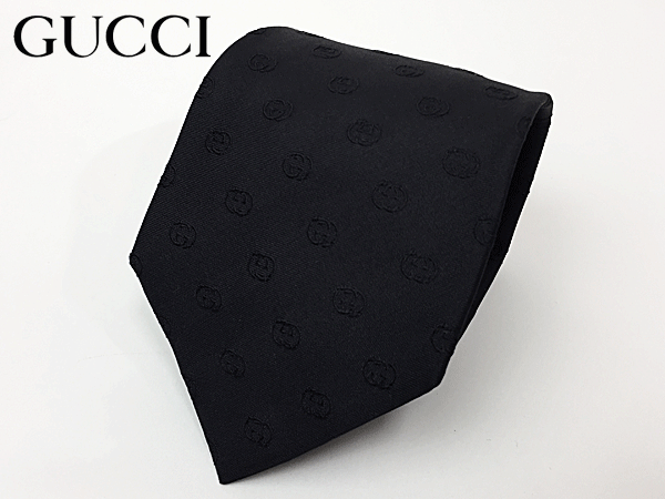 グッチ ネクタイ GUCCI 386486 4B002 1000 JAYLEN ブラック地 ブラック インターロッキングG柄 ネクタイ 小剣Bee