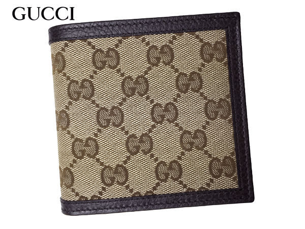 グッチ 二つ折り財布 GUCCI 150413 KY9LN 9903 T.ORIGINAL GG ベージュ インターロッキングG柄 GGキャンバス地 X ダークブラウンレザー メンズ ウォレット 二つ折り財布のサムネイル