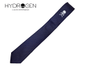 ハイドロゲン ネクタイ HYDROGEN 133402 BLUE NAVY POIS TIE ネイビーブルー系地 シルバー系 クロスボーンスカル 刺繍入り ピン...