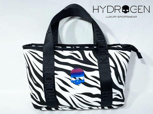 ハイドロゲン HYDROGEN ハンドバッグ 313910 ZEBRA TOTE BAG スカルマーク入り ゼブラ柄 トートバッグ ゴルフ カートバッグ ラウンドバッグ ゴルフトート