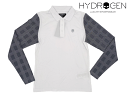 ハイドロゲン ポロシャツ HYDROGEN G00454 WHITE BLACK GOLF SPECIAL POLO LS スカル絵柄入り メンズ向け ホワイトXチェック柄 長袖 ゴルフ ポロシャツ メンズXSサイズ