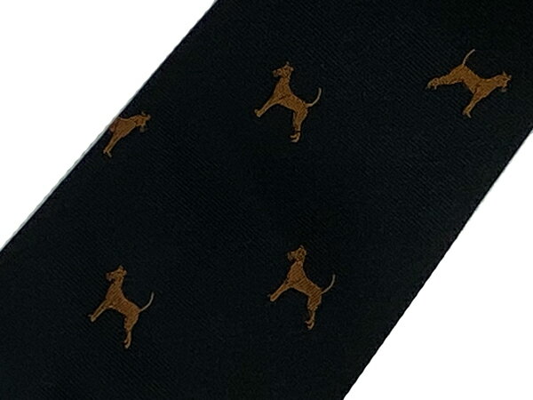 ポールスミス ネクタイ Paul Smith M1A 0TIE E40858 MEN TIE DOGS ブラック地 ブラウン系 ドッグ柄 シルク ジャガード織り ネクタイ