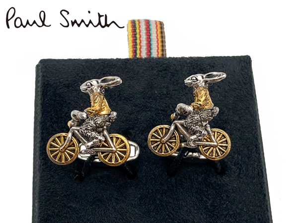 ポールスミス(カフス) ポールスミス カフスボタン Paul Smith M1A CUFF ERBIKE MEN CUFFLINK RABBIT ON BIKE ロゴ入り ラビット 自転車 サイクリング形 カフリンクス カフスボタン