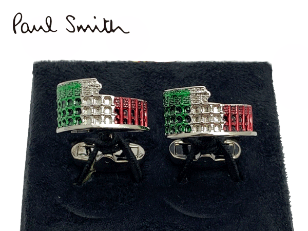 ポールスミス(カフス) ポールスミス カフスボタン Paul Smith M1A CUFF FSOUVN MEN CUFFLINK SOUVENIR TRICOLORE COLOSSEO ロゴ入り イタリア国旗カラー コロッセオ形 カフリンクス カフスボタン