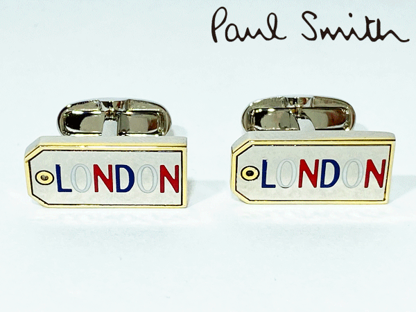 ポールスミス(カフス) ポールスミス カフスボタン Paul Smith M1A CUFF HTAGS MEN CUFFLINK TAG ロゴ入り マルチカラー ロンドン トラベルタグ形 カフリンクス カフスボタン