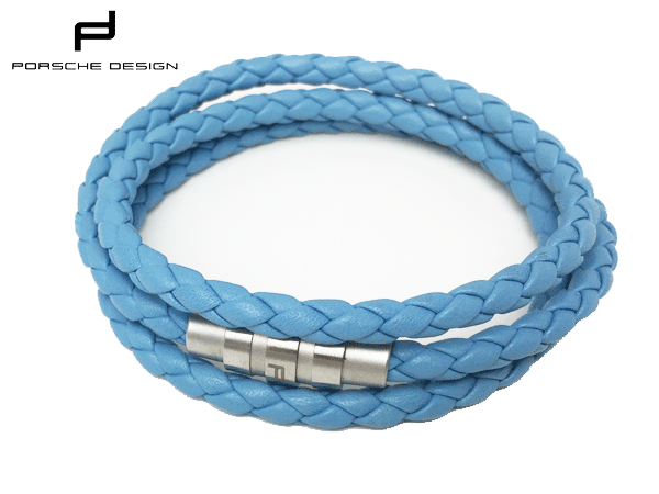 値下げ PORSCHE DESIGN ポルシェ デザイン ブレスレット Grooves BLUE Triple Bracelet PD ロゴマーク..