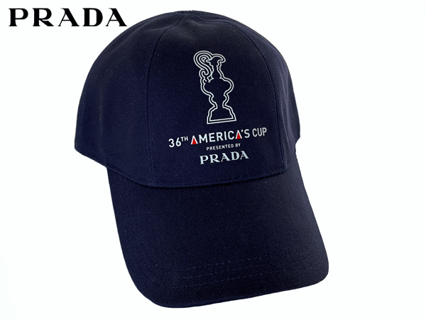 プラダ キャップ PRADA AUH002 BLEU 第36回 アメリカズカップ プラダ ロゴ入り ブルー ネイビー系 ベースボール キャップ 野球帽子